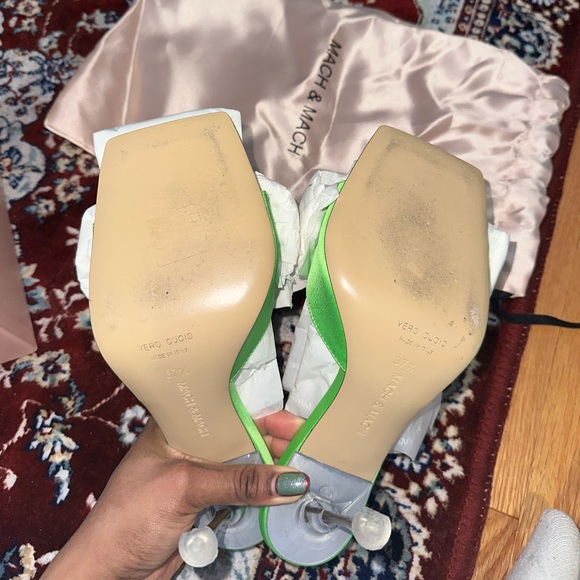 Mach & Mach Green Bow embellished heels EU 37.5 7.5 women - Picture 8 of 11